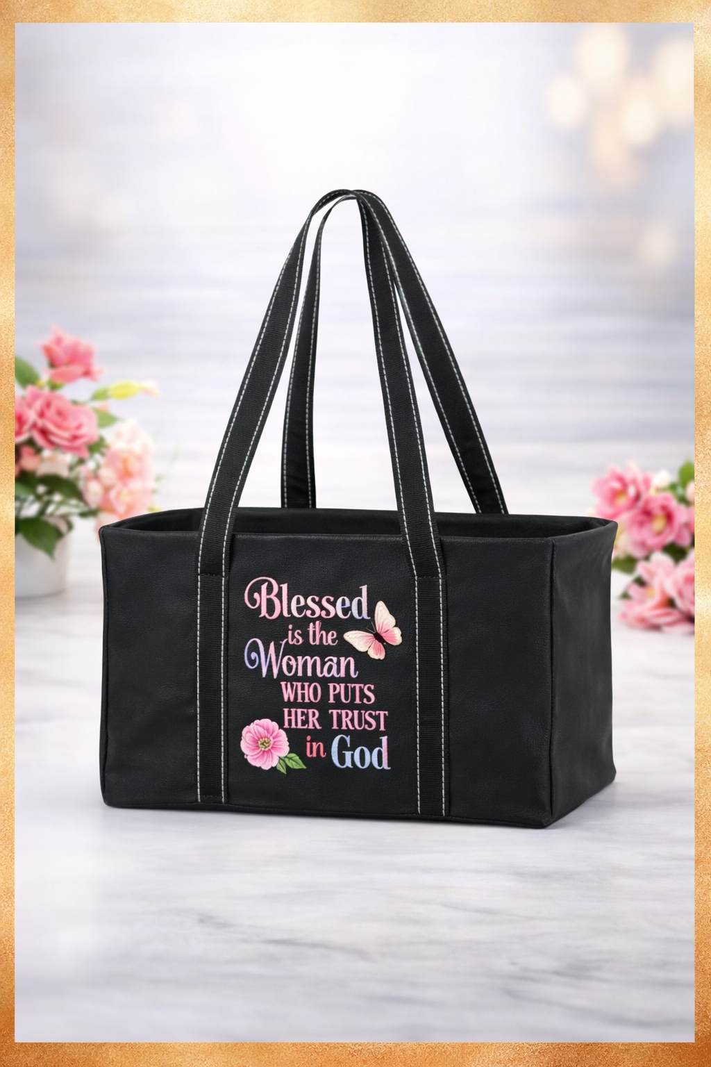 Blessed Is the Woman Utility Tote – Faith Statement Carry Bag