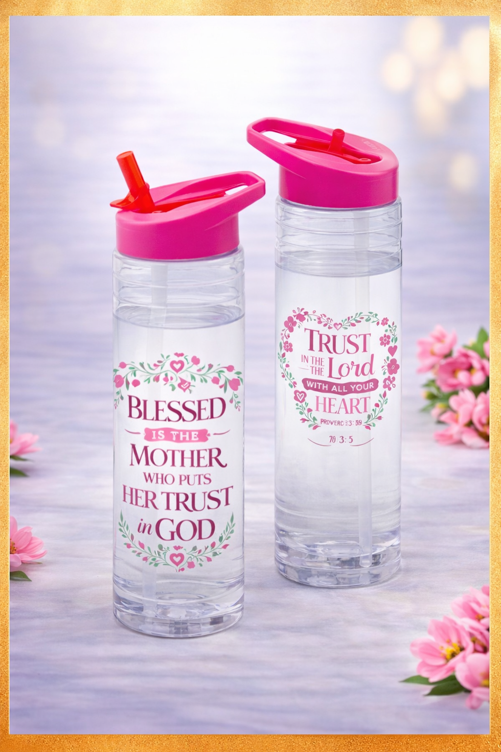 Christian 24 oz water bottle for women with straw faith message sports hydration bottle for mom