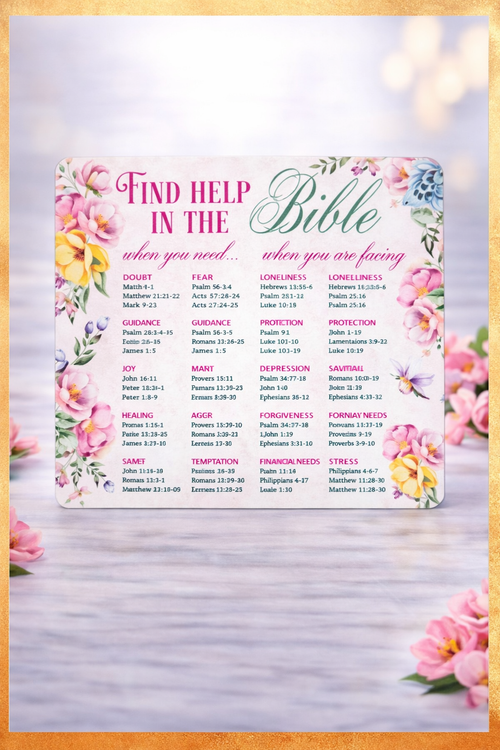 Christian Bible verse reference magnet with floral design for daily encouragement and scripture guidance