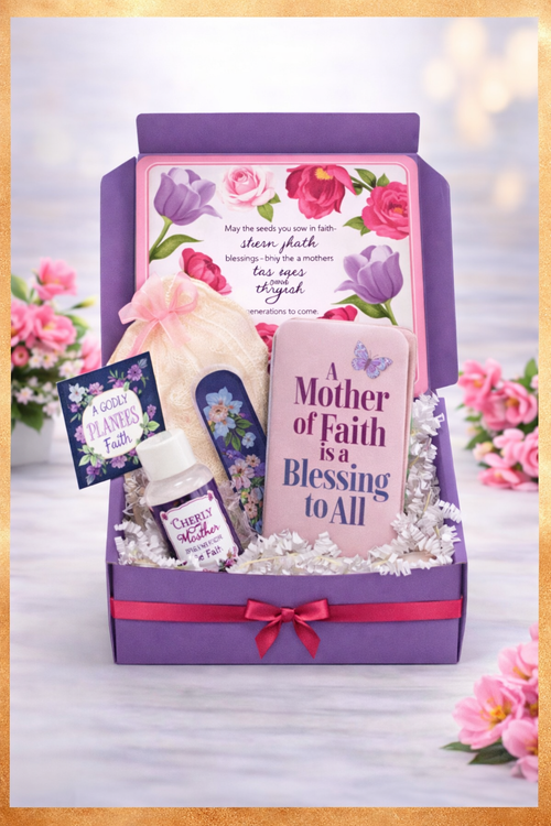 Christian Mother’s Day spa gift box with manicure kit lotion and faith message gift set for mom