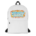 Indakut Everywhere backpack with graffiti logo design on white background for everyday use