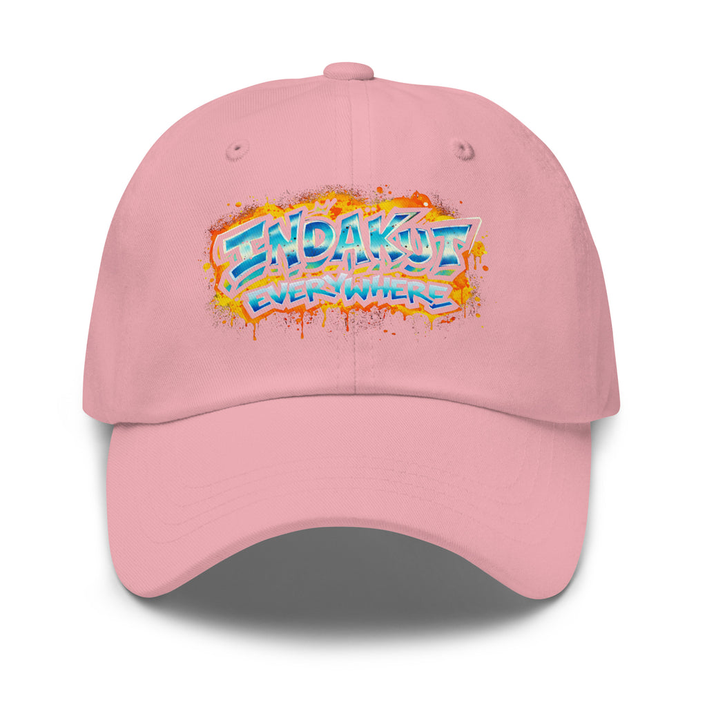 Indakut Everywhere dad hat in Pink with graffiti logo for streetwear style