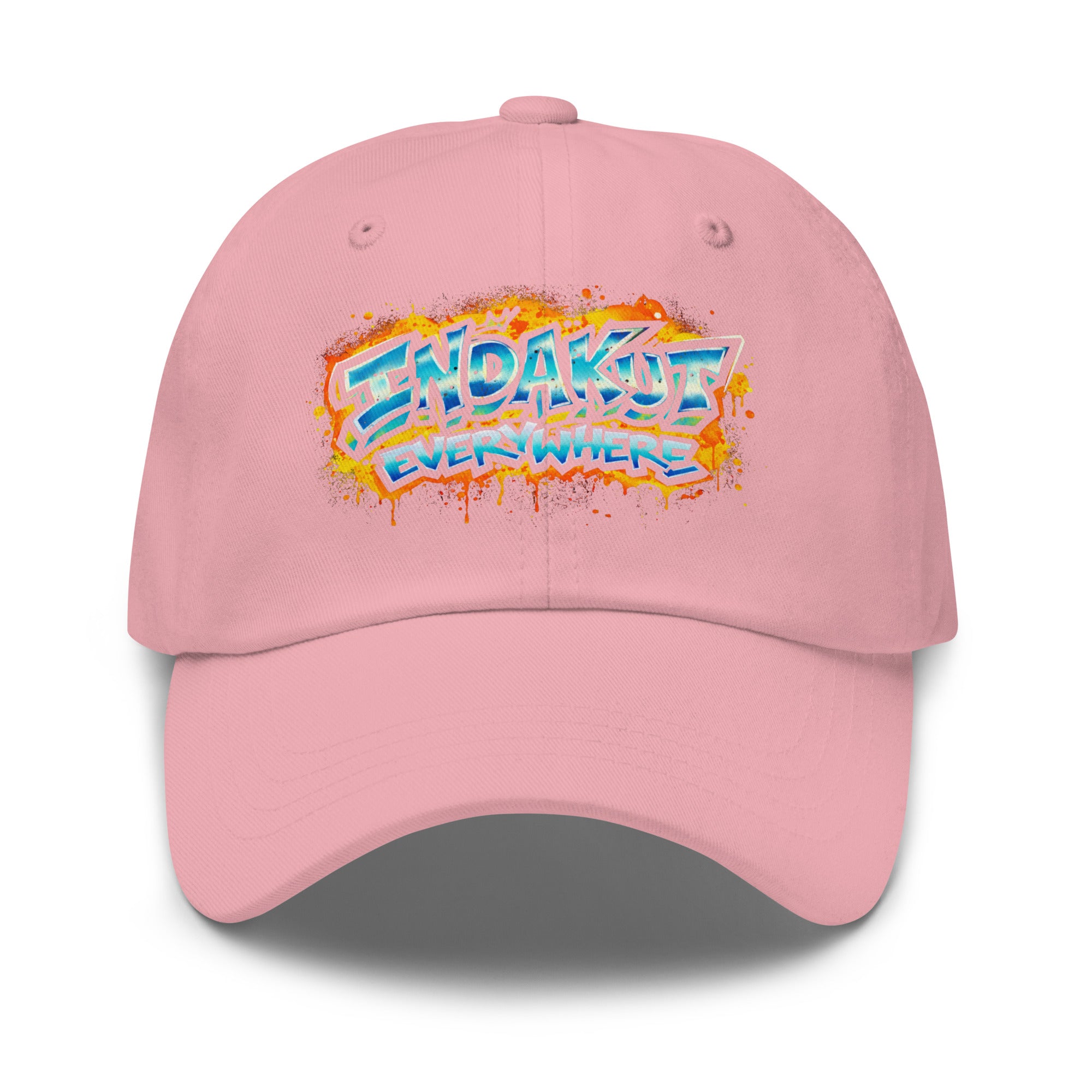 Indakut Everywhere dad hat in Pink with graffiti logo for streetwear style