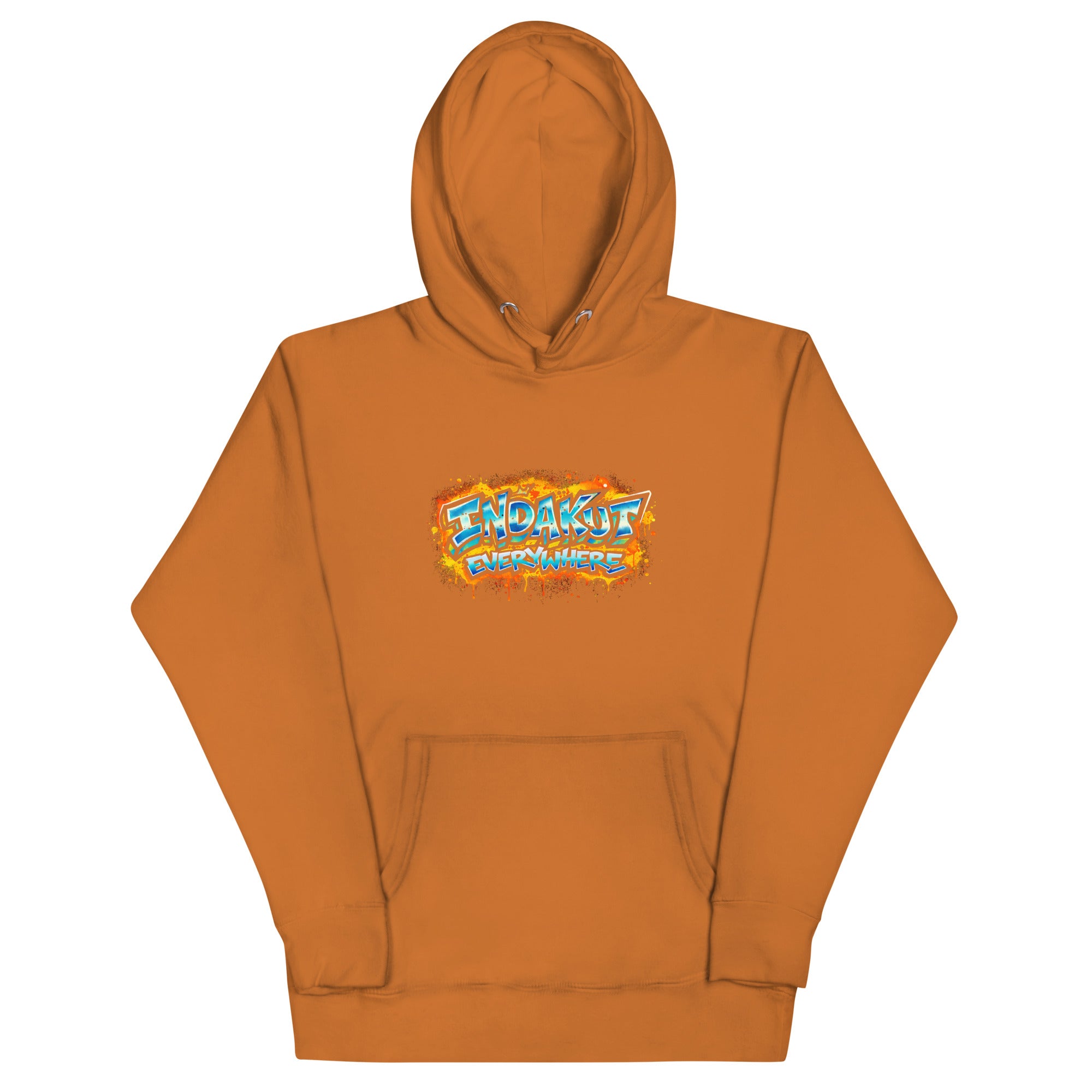 Indakut Everywhere signature hoodie in Adobe with graffiti logo for streetwear style