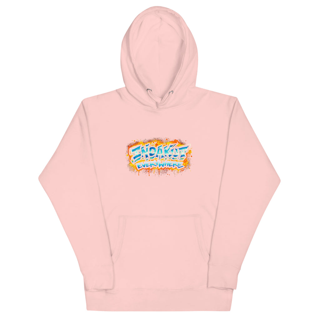Indakut Everywhere signature hoodie in Light Pink with graffiti logo for streetwear style
