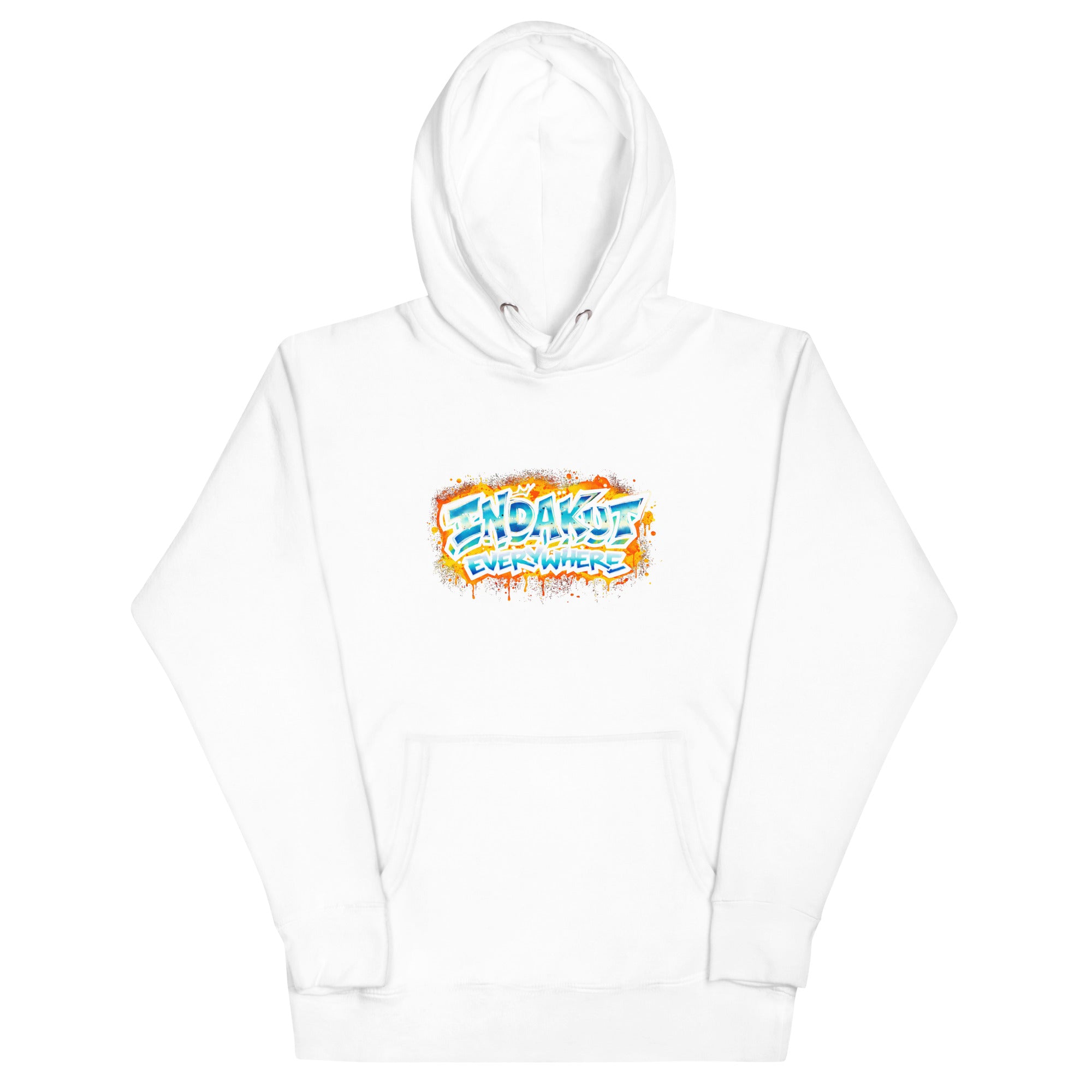 Indakut Everywhere signature hoodie in White with graffiti logo for streetwear style