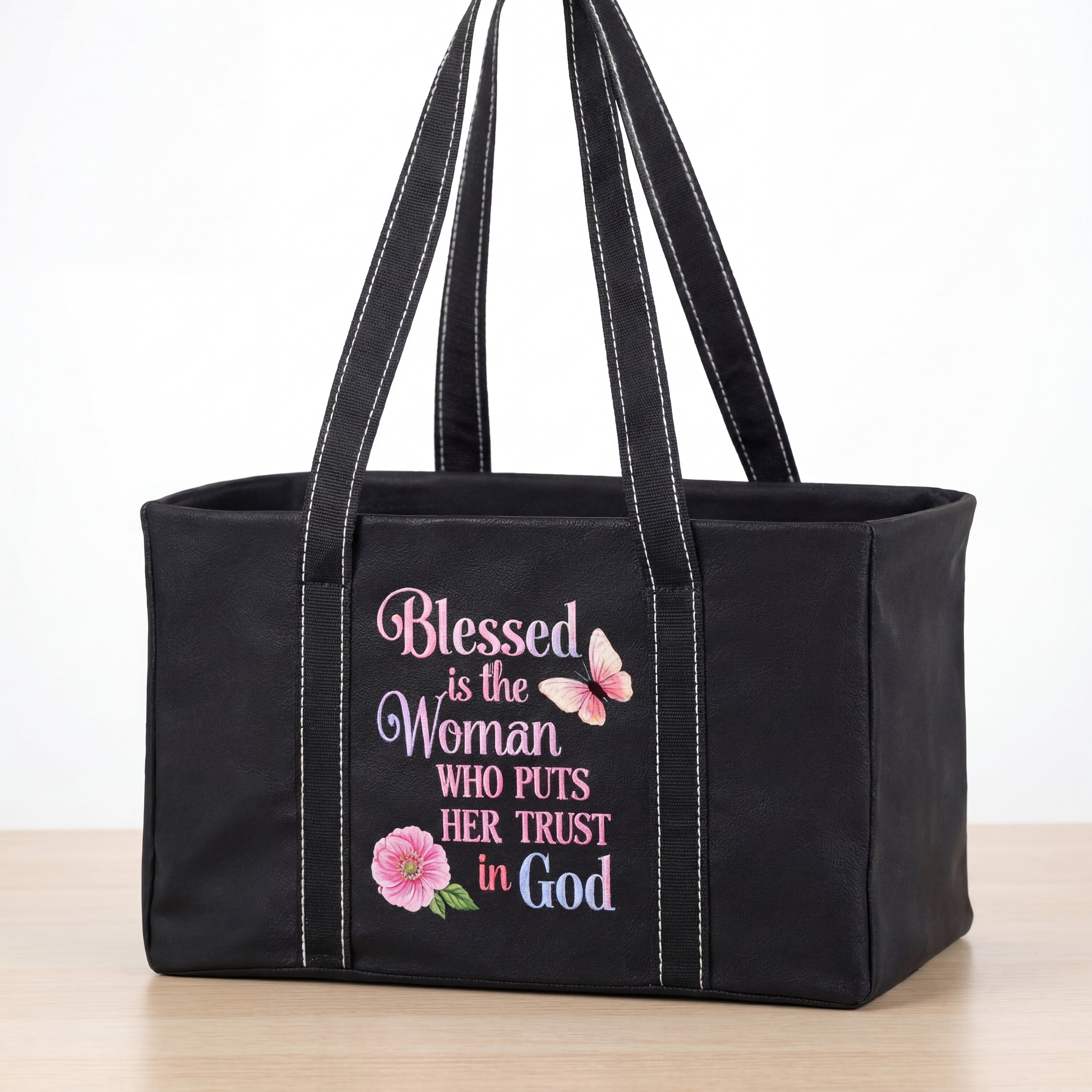 Blessed Is the Woman Utility Tote – Faith Statement Carry Bag