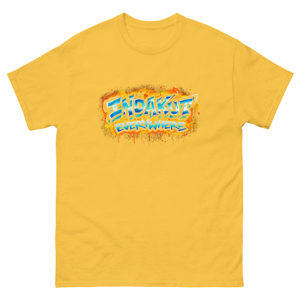 Indakut Everywhere classic t-shirt in Daisy with graffiti logo design for streetwear apparel