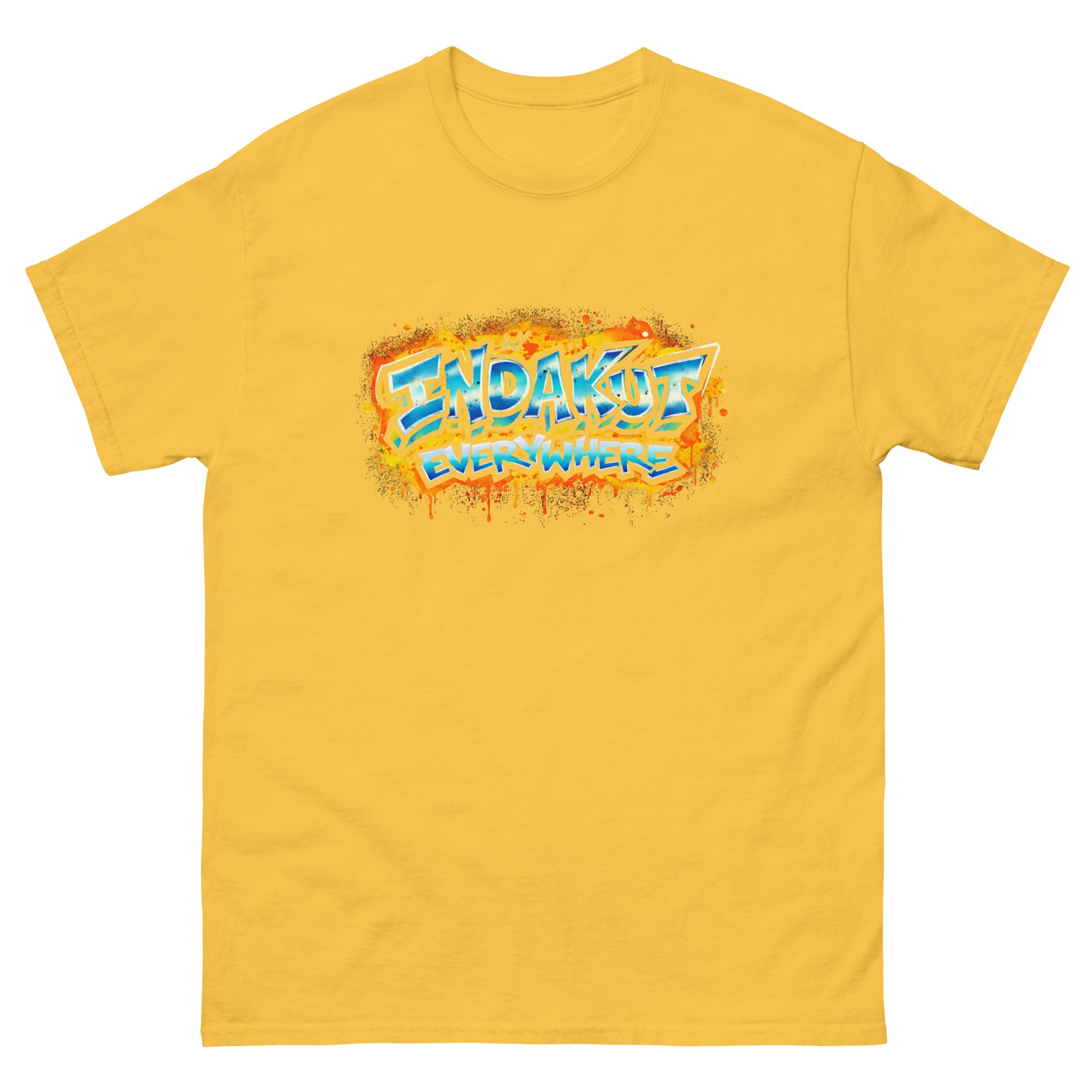 Indakut Everywhere classic t-shirt in Daisy with graffiti logo design for streetwear apparel