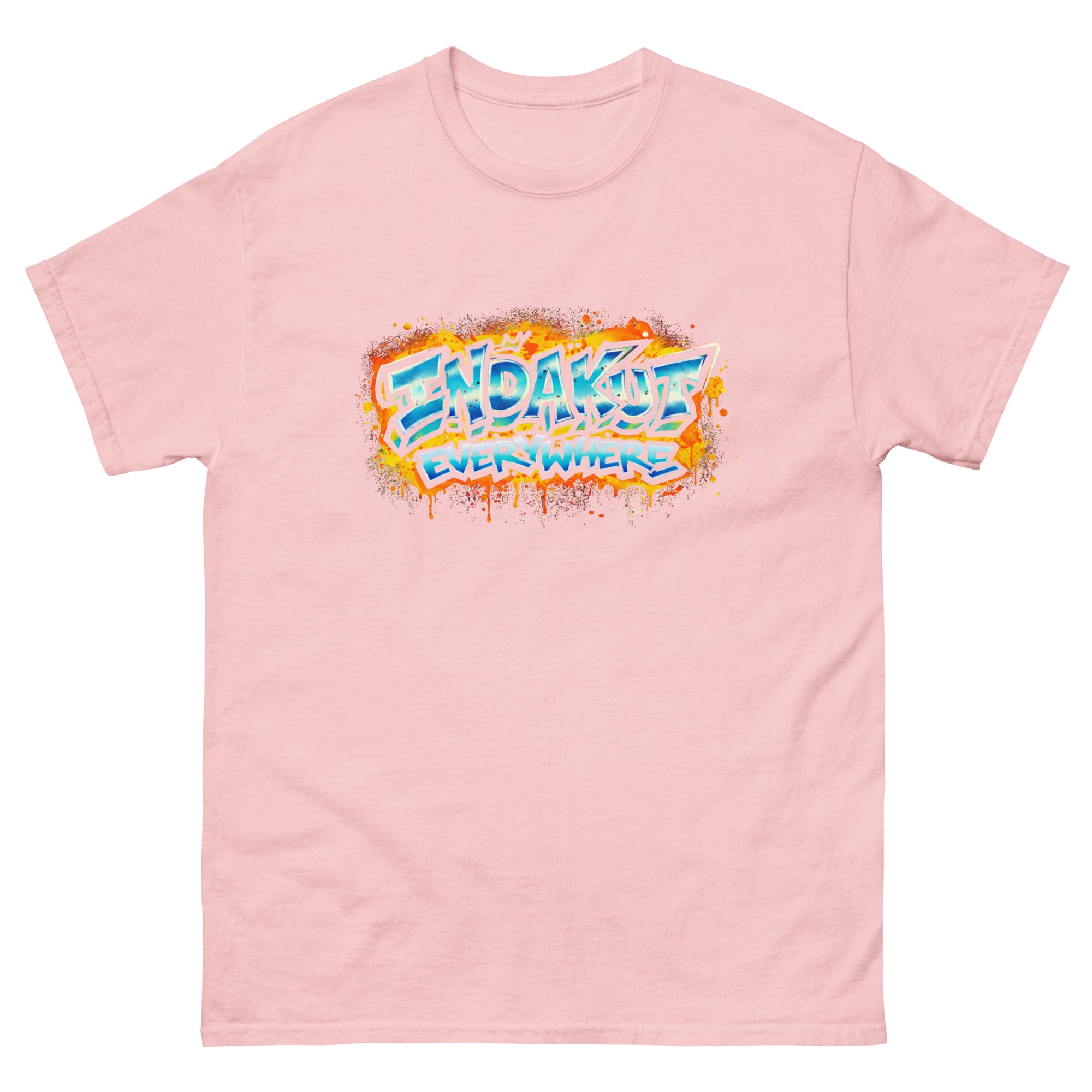 Indakut Everywhere classic t-shirt in Light Pink with graffiti logo design for streetwear apparel