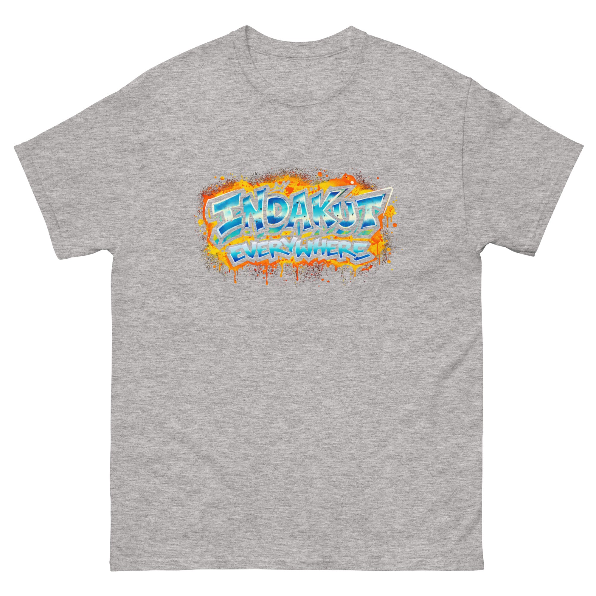 Indakut Everywhere classic t-shirt in Sport Grey with graffiti logo design for streetwear apparel