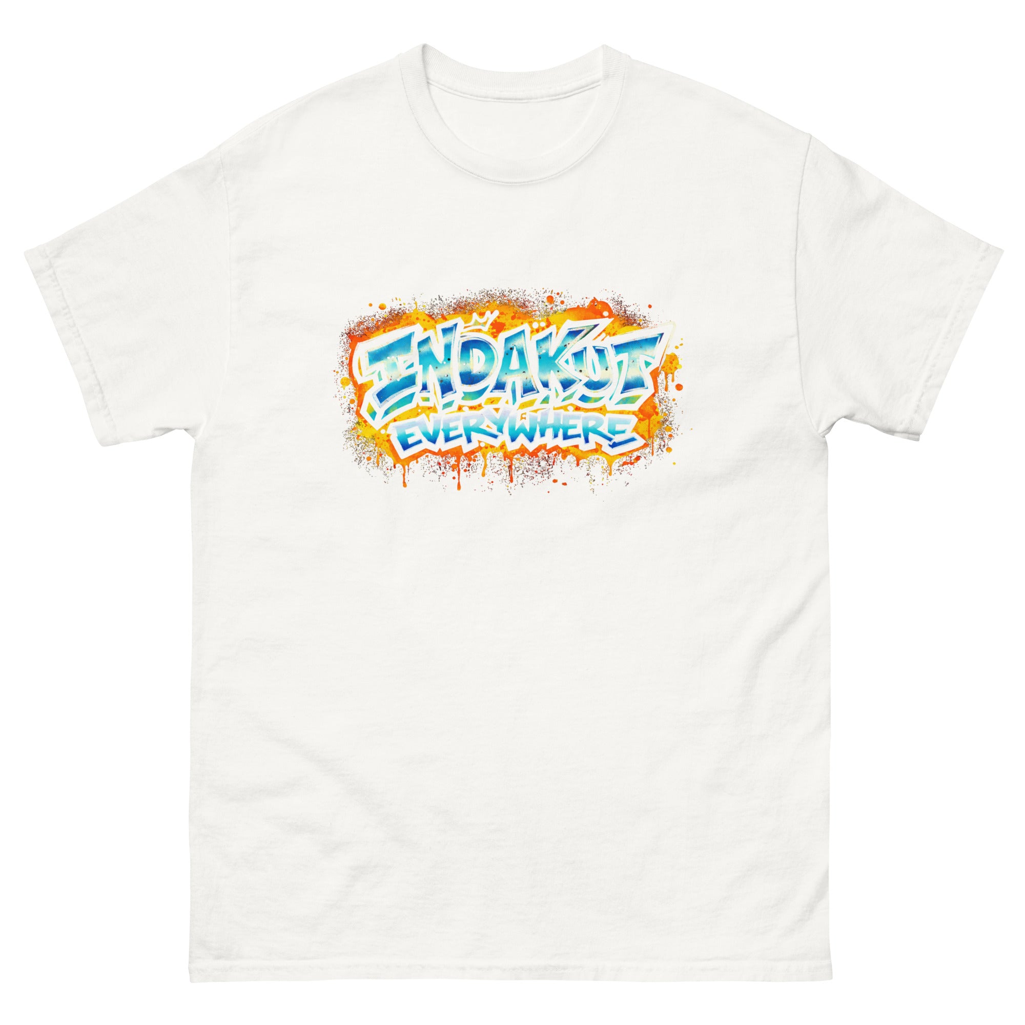 Indakut Everywhere classic t-shirt in White with graffiti logo design for streetwear apparel
