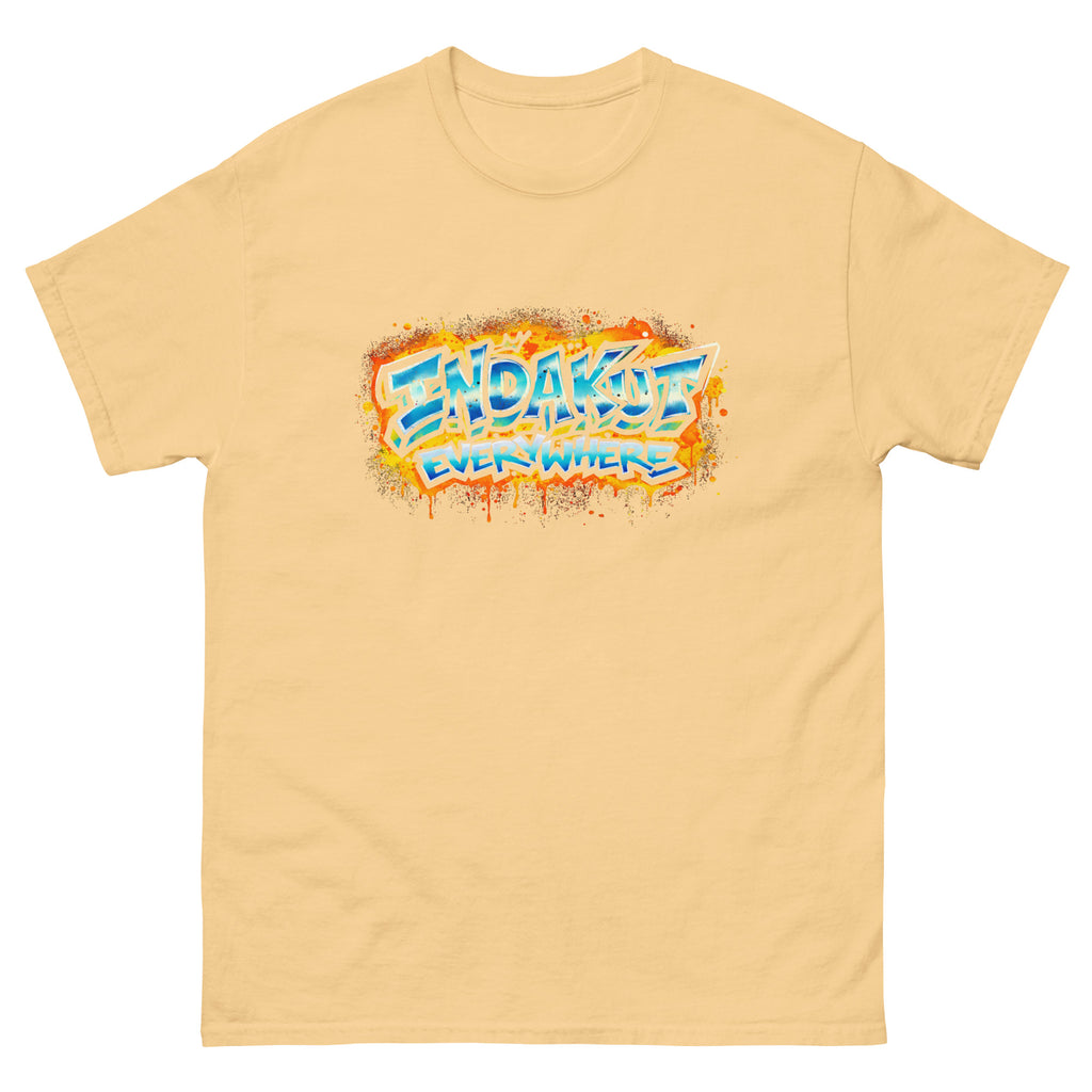 Indakut Everywhere classic t-shirt in Yellow Haze with graffiti logo design for streetwear apparel