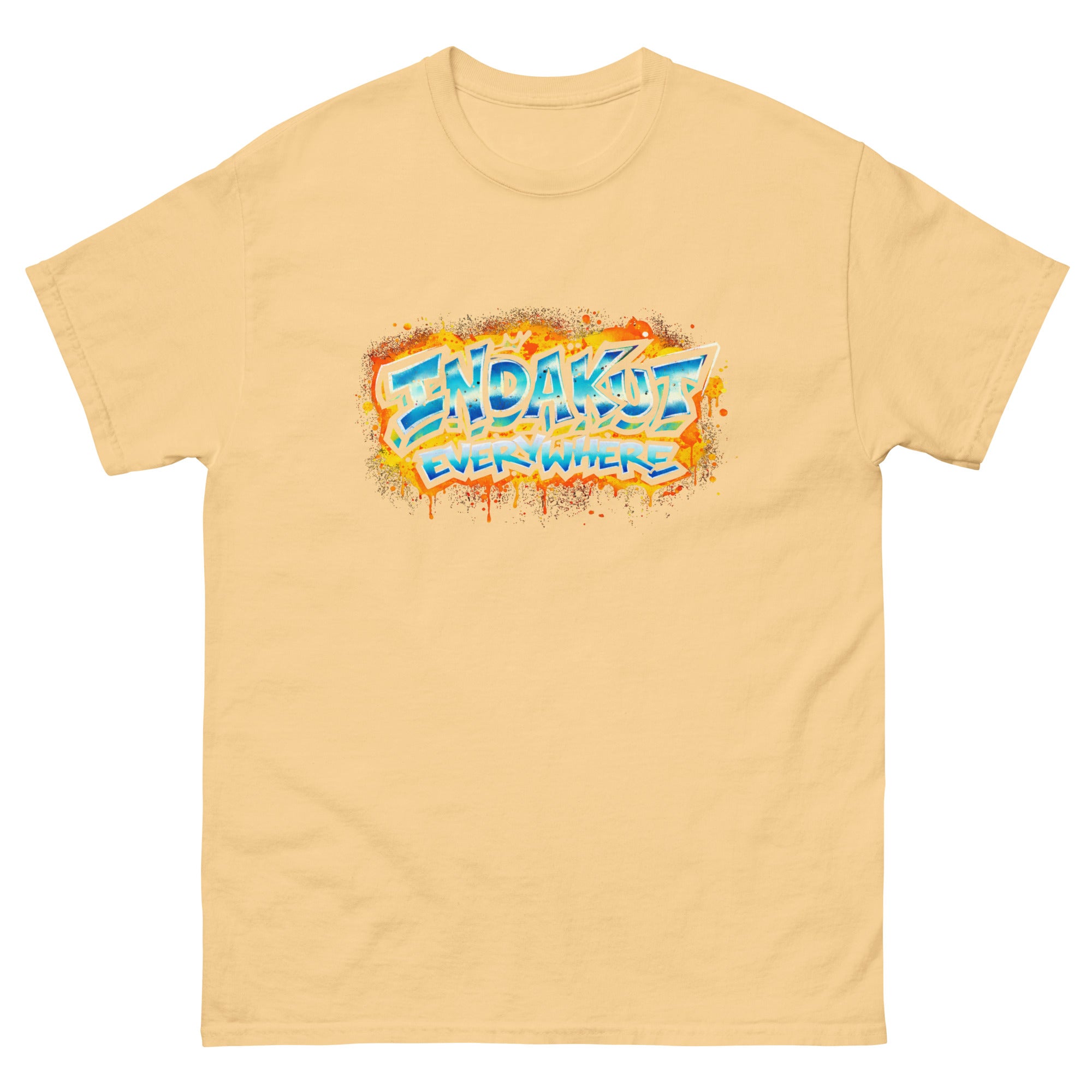 Indakut Everywhere classic t-shirt in Yellow Haze with graffiti logo design for streetwear apparel